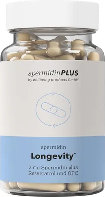 Produktbild von spermidinPLUS | Spermidin Longevity Kapseln | 2 mg Spermidin | Slow-Aging, Zellschutz, Vitalität