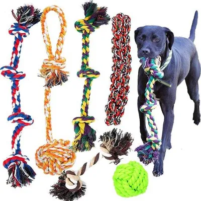Immagine prodotto di Giocattoli per cani, confezione da 6 pezzi, per cani di taglia media e grande, giocattoli con corda