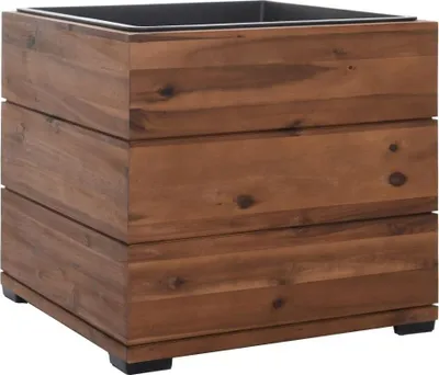 Produktbild von VIVANNO Pflanzkübel Holz BLOCK Würfel, Haselnussbraun gestreift - 44x44x41 cm