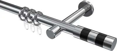 Produktbild von Interdeco Gardinenstange / Vorhangstange Chrom, Typ Prestige Mavell (Zylinder Bicolor), 20 mm Ø 1-läufig, 240 cm