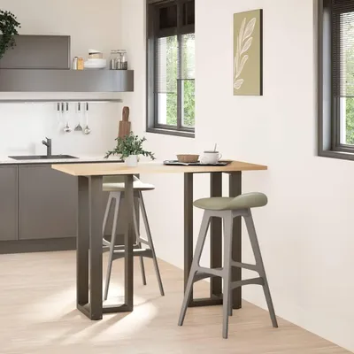 Image de vidaXL Pieds de table de bar en T 2 pcs. Acier naturel 40x35x(100-101) cm Acier
