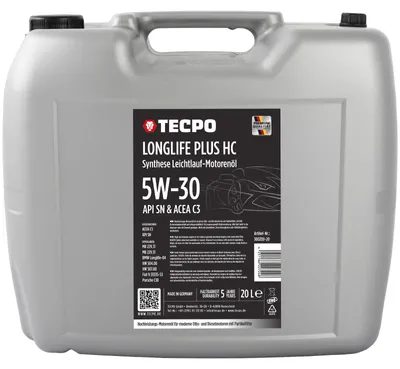 Produktbild von TECPO Motoröl 20 Liter 5W-30 LONGLIFE Plus HC Synthese passend für ACEA C3 / API SN / 504 / 507 / 229.31 / 229.51 / LL-04 / C30