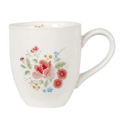 Produktbild von Clayre & Eef LRCMU Tasse, 12x8x9 cm - 300 ml, beige, mit Blumenmuster