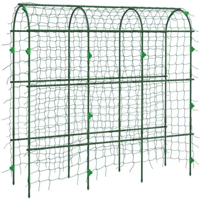 Zdjęcie produktu dla Kratka do pnączy Zimilo z siatką, regulowana podpórka ze stali, kratka dla pnączy, kratka ogrodowa do warzyw, na balkon i do ogrodu, 43 x 182 x 183 cm