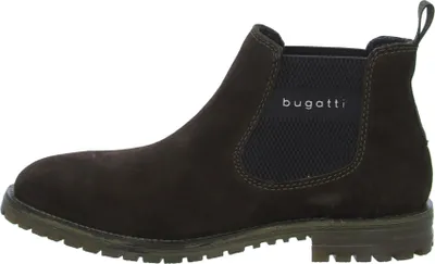 A single brown Bugatti Chelsea boot shown from the side against a white background.