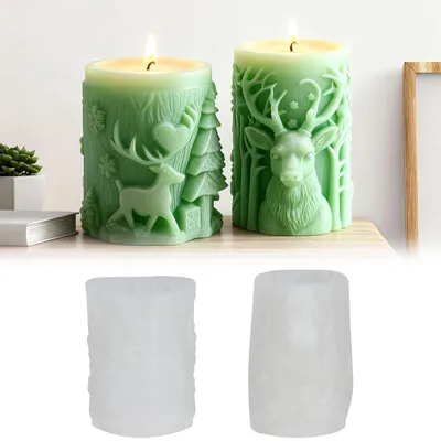 Obrázok produktu pre Silikónová forma na sviečky, vianočná, 3D, tvar jelena, na výrobu vlastných vonných sviečok a dekorácií