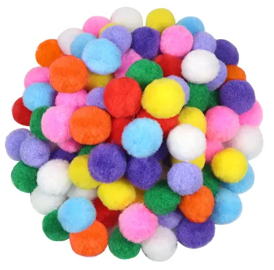 Produktbild von Pompons 4 cm, 80 Stück, bunte Plüschbälle für Bastelarbeiten