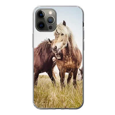 Produktbild von MuchoWow® Handyhülle Schutzhülle Hülle für iPhone 13 Pro Pferde - Gras - Frühling Silikon Softcase Handy Hülle - Handy-Tasche