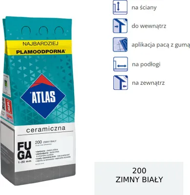 Zdjęcie produktu dla ATLAS CERAMIC GROUT MORTAR - 200 biały na zimno 2kg