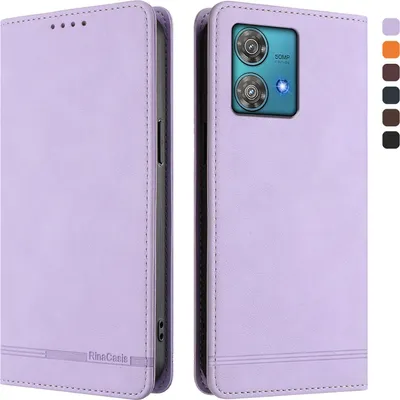 Image de Etui pour Motorola Edge 40 Neo, étui rétro en cuirPolyuréthaneavec support et fentes pour cartes Violet