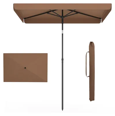Zdjęcie produktu dla Parasol KOMFOTTEU 200 x 130 cm, prostokątny parasol balkonowy z kątem nachylenia 30°, składany parasol ogrodowy z 4 żebrami i torbą transportową, parasol ogrodowy na taras, do ogrodu i na balkon, bez podstawy