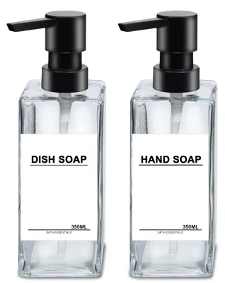 Immagine prodotto di Distributore di sapone in vetro trasparente, capacità 350 ml, confezione da 2 pezzi, ideale per cucina e bagno