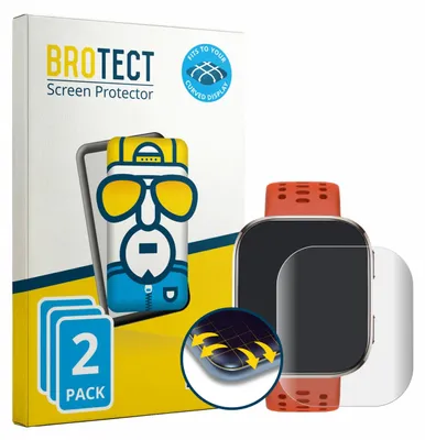 Produktbild von 2x BROTECT Fullscreen Schutzfolie für Huami Amazfit Bip 6 Displayschutz Folie Fullcover Klar Transparent