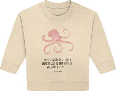 Produktbild von Mr. & Mrs. Panda Organic Baby Pullover Tintenfisch 6. - 12. Monat - Natural Raw - Geschenk, Wasser, Meerestier, Bullover, Krake, Lustige Sprüche, Ozean, Meer