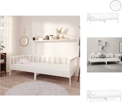 Produktbild von vidaXL Tagesbett mit Matratze 90x200 cm Weiß Kiefer Massivholz -  Betten & Bettgestelle