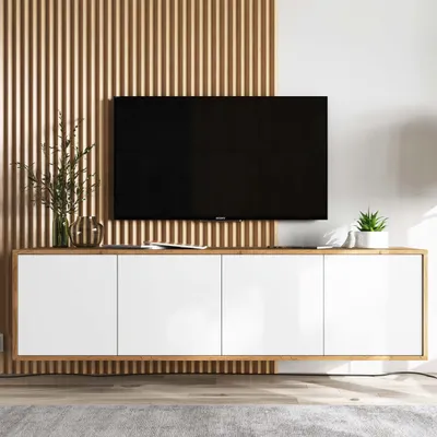 THOYTOUI TV Wandschrank Artisan Eiche 100cm - Wandmontage Fernseher Board