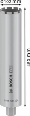 Produktbild von PRO Nassbohrkrone, 102 x 450 mm, G 1 1/4 Zoll UNC