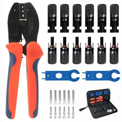 Produktbild von Solar-Crimpwerkzeug-Set fš¹r 2,5/4/6 mm2 PV-Kabel, 6 Paar Stecker/Buchsen fš¹r Solarkabel, 1 Crimpzange, 2 Schraubenschlš¹ssel zum Verbinden von Photovoltaikkabeln