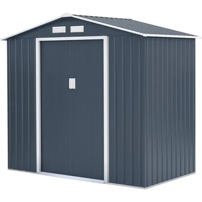 Obrázok produktu pre Kovový záhradný domček, 2,71 m² - 213 x 127 x 195 cm - kotviaca súprava v cene - sivý