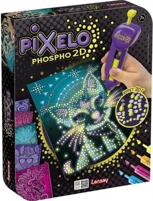 Produktbild von Pixelo Phospho 2D Malspiel, Leuchtend im Dunkeln, Ab 7 Jahren, Phosphoreszierendes Gel, 2D Effekt