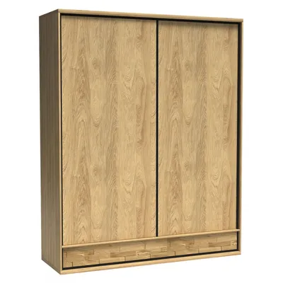Produktbild von Kleiderschrank mit Schiebetüren GINETTE – Breite 178 cm, Hickory-Nussbaum/Eiche