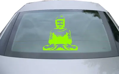 Produktbild von Indigos UG - Aufkleber Heckscheibe & Motorklappe DE6351 - neongrün - 600x599 mm - budhis - Auto Scheiben Fenster Heckklappe Tuning Racing JDM - Die cut