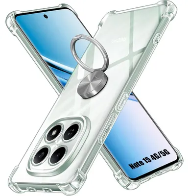 Image de Coque pour Xiaomi Redmi Note 15 5G/4G, Silicone avec Anneau Argenté Rotatif à 360 Degrés