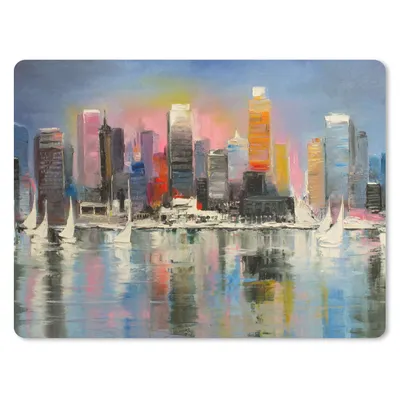 Produktbild von MuchoWow® Mauspad Mousepad Gemälde - Öl - Skyline - Wasser 23x19 cm - Mousepads - Maus Mat - Pad - Mausunterlage - Schreibtischunterlage - Mauspad