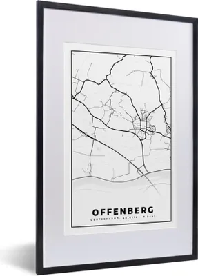 Produktbild von MuchoWow® Gerahmtes Poster Offenberg - Stadtplan - Karte 40x60 cm - Poster mit Schwarzem Bilderrahmen Wandposter Rahmen Foto Bilder - Poster in Rahmen