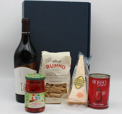 Produktbild von Geschenkkorb- Präsentbox "Pasta Arrabbiata" – Die perfekte Geschenkidee für Liebhaber der pikanten italienischen Küche