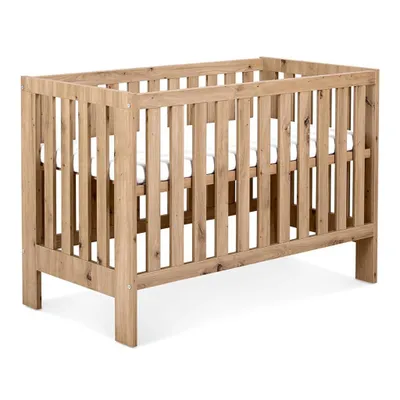Obrázok produktu pre Detská postieľka 120 x 60 cm v dizajne dubového dreva – moderná detská postieľka – postieľka s nastaviteľnou výškou pre novorodencov a bábätká