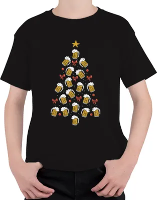 Produktbild von Bier Weihnachtsbaum Lustig - Weihnachten Weihnachtsgeschenk Christmas Uni Kinder T-Shirt, Schwarz, 152
