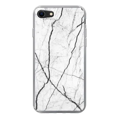 Produktbild von MuchoWow® Handyhülle Schutzhülle Hülle für iPhone 7 Marmor - Schwarz - Weiß Silikon Softcase Handy Hülle - Kartenhalter
