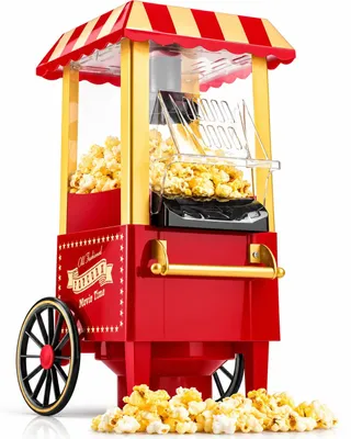Heißluft-Popcornmaschine ölfrei Retro Rot 1,9 l