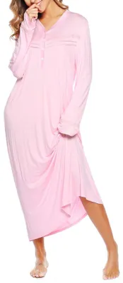 Imagen del producto de Camisón de manga larga con cuello en V, ideal para el embarazo y la lactancia
