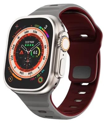 Image de Pour Apple Watch Ultra 2 / 1 49mm Silicone Conception Structure ondulée Bracelet Gris / Bordeaux