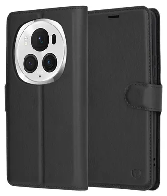 Produktbild von Techsuit Leder Folio Book Wallet Klapphülle für HONOR Magic6 Pro - Schwarz
