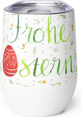 Produktbild von Mr. & Mrs. Panda Thermo Becher Ostern Frohe Ostern - Weiß - Geschenk, glühwein tasse, Isolierbecher, thermosbecher, Osterblume, Thermobecher, Osterei, kaffee, Ostergrüße