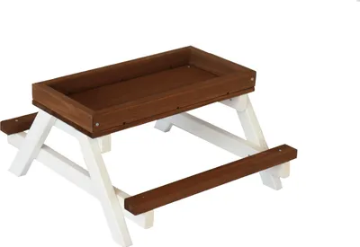 Produktbild von Dehner Futterstelle für Wildvögel, Ziervögel, Ziergeflügel und Nager, 22 x 46 x 40 cm, Tannenholz, braun/weiß