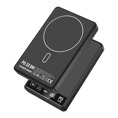 Produktbild von ZELURXX Magnetisches kabelloses Powerbank 10000mAh PD 22,5W Schnellladung 15W Wireless Type-C Eingang Ausgang Überladeschutz kompatibel mit iPhone Android Schwarz