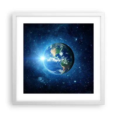 Produktbild von Gerahmtes Poster - Weißer Rahmen - Erde Universum Sterne Galaxie - 40x40 cm - Wand Bild - Wanddeko - Wandbilder - Wandposter - Bilderrahmen - Bilder - Kunstdruck - Wandbild - P2WAC40x40-2943