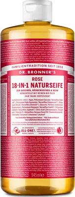 Obrázek produktu pro Dr.Bronner's 18-IN-1, Tekuté mýdlo, Čisticí, Aqua, Potassium Cocoate (huile de coco saponifiée*‡), Potassium Palm Kernelate (huile de..., 945 ml, 1 kusů