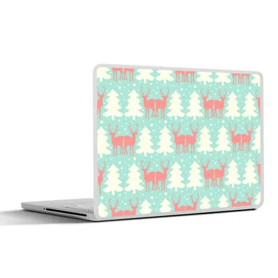 Produktbild von MuchoWow® Laptop Aufkleber Sticker Cover Hirsche - Muster - Rosa 30x21 cm - Sticker für Laptop - Selbstklebend