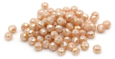 Produktbild von Vintageparts Glasschliffperlen im Jadelook facettiert pfirsichfarben Rondelle 4 x 3 mm, 50 Stück