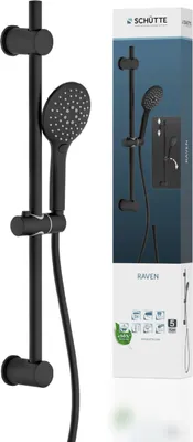 Produktbild von SCHÜTTE Duschset RAVEN, Duschkopf mit Schlauch und Halterung, Schwarz matt