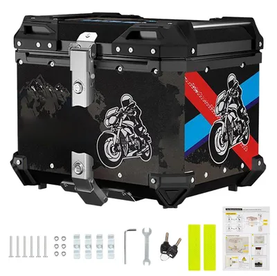 Obrázek produktu pro Motocyklový topcase/topbox – zadní kufr – objem 65 l – hliníková slitina – velká kapacita – pro cestování a dojíždění