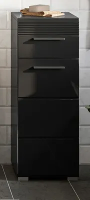 Produktbild von Badezimmer Unterschrank "Leon" schwarz Hochglanz Badmöbel Kommode 30 x 79 cm