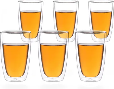 Produktbild von Melina doppelwandige Gläser / Trinkbecher / Thermogläser, 6 Teegläser je 360ml, Borosilikatglas