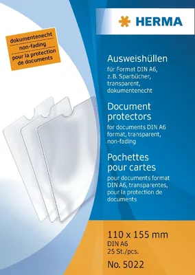 Produktbild von HERMA Ausweishülle 5022 110x155mm PP tr 25 St./Pack.