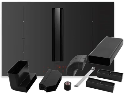 Produktbild von Elica SET NikolaTesla Alpha Advance Raw BL/A/83 - PRF0211074 Kochfeldabzug Induktion Schwarz Matt + KIT0167756 Installationsset Umluft